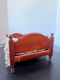 Wooden Doll Bed with 3-Piece Bedding Set