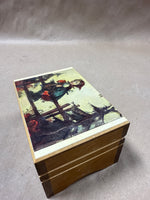 (C) Wood Music Box Hummel Switzerland WORKS READ DESCRIPTION