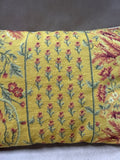 Yellow Floral Needlepoint Art Pillow With Velvet Back