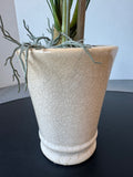 Faux White Orchids in Crackled Cream Ceramic Planter