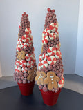 Pair of Gingerbread & Frosted Berry Resin Topiaries