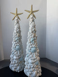 Pair of Iridescent Seashell Heavyweight Resin Beachy Christmas Trees