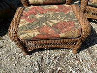 B-All Weather Wicker Chair Pair and Ottoman w/Sunbrella Fabric Cushioms