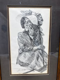 Western Pioneer Woman Pencil Sketched Art By Thomas Voorhis