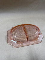 Pink Depression Glass Jeanette Adam Divided Relish Dish