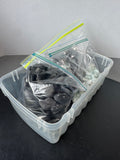 Assorted Lot of Black River Rocks and Decorative Flat Glass Marbles