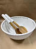 Mudpie All Dressed Up And Ready To Go Salad Bowl With Salad Servers