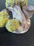 Signed Mushroom Pottery Taper Candle Holder