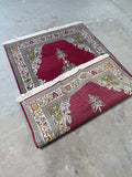 Hand Woven Rug (pink/green/cream)6'10" fringe to fringe x 4'