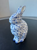Andrea by Sadek Porcelain Blue Fishnet Bunny Rabbit Figurine