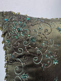 Olive Green Bead & Sequin Embellished Throw Pillow