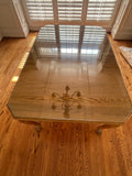 Ethan Allen Dining Table with Glass, NO CHAIRS/NO LEAVES, with Table Pads