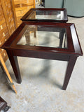 Wood/Glass Pair of End Tables