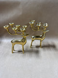Mid Century Style Brass Reindeer Tealight Candle Holders - Pair