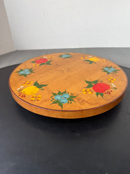 Fruit Tole Painted Vintage Wooden Lazy Susan