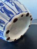 Asian Inspired Porcelain Blue & White Chinoiserie Pumpkin Ginger Jar
