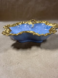 Blue Handpainted Trinket Bowl With Gold Trim — E. Skelly 1972