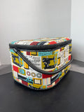 Fabric Covered Vintage Style Sewing Basket with Ribbon and Pin Cushion