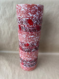 Red Geometric Cylinder Shaped Italian Vase With White Specks