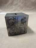 Silver Plate Cube ABC Piggy Bank
