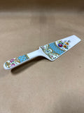 (A) Floral Blue And Gold Plate And Pie Server Collection Sevres Andrea By Sadek