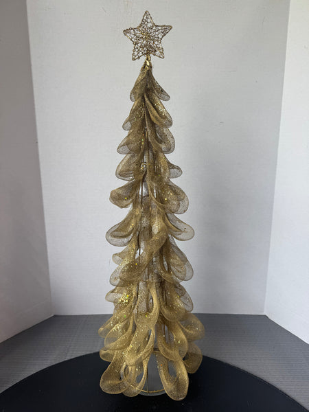 Gold Sequined Wire Mesh Christmas Tree