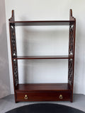 Chippendale Style Indonesia Hanging Wall Shelf with Lattice Side Panels & Drawer (A)