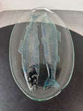 Goran & Warff for Kosta Boda Iridescent Vintage Fish Art Glass Platter