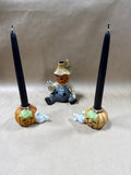 5 Piece Ceramic Halloween Candle Holders And Decor With Black Candles
