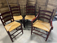 Rush Seat Ladder Back Chairs, set of 4