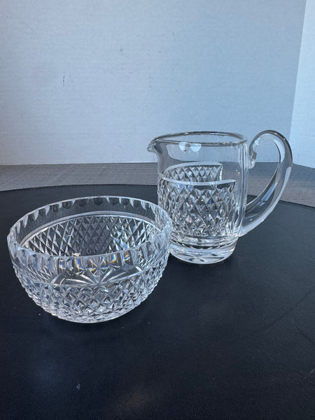 (I) Waterford Crystal Alana Creamer & Open Sugar Bowl