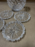 Set Of 4 Lenox Clear Glass Coasters With Glass Case