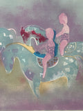 Pastel of Women on Horses by Fred Klein; Signed & Numbered