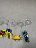 (B) Set Of 6 Floating Glass Aquatic Animal Aquarium Decorations