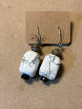 Earrings with White Marble-Like Bead