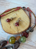 Layered Beaded Necklace & Earrings Set
