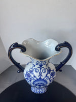 (B) Bombay Blue & White Chinoiserie Porcelain Double Handled Vase (2 AVAILABLE—PRICED INDIVIDUALLY AT $50 EACH)