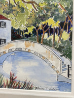 Original Watercolor of San Antonio Riverwalk by Miriam T. Hutchins; signed