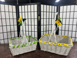 White Wicker Baskets, 2 pc