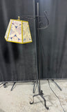 Black Primitive Style Metal Scroll Floor Lamp with Map Shade (WORKS)