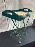 Green 2-Piece Metal & Wooden Tile Top Tray Table