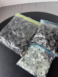 Assorted Lot of Black River Rocks and Decorative Flat Glass Marbles