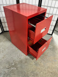Red Metal Two Drawer File Cabinet