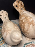 Ceramic Birds with Embossed Flowers