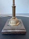 Brass & Cast Iron Vintage Boudoir Lamp with Floral Dome Milk Glass Shade (WORKS)