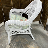 White Wicker Chair with Cushion