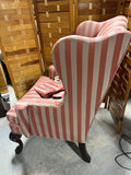 Henredon Stripe Wingback Chair With Arm Covers