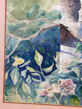 Birch Trees & Flowers Watercolor by Local Artist, Ginger Olansen; Signed (AS IS)