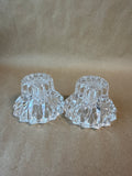 Clear Cut Glass Candle Holders - Pair