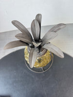 Metal & Amber Glass Pineapple Hummingbird Feeder
